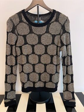 Alice + Olivia Sparkling Black & Gold Dot Sweater
